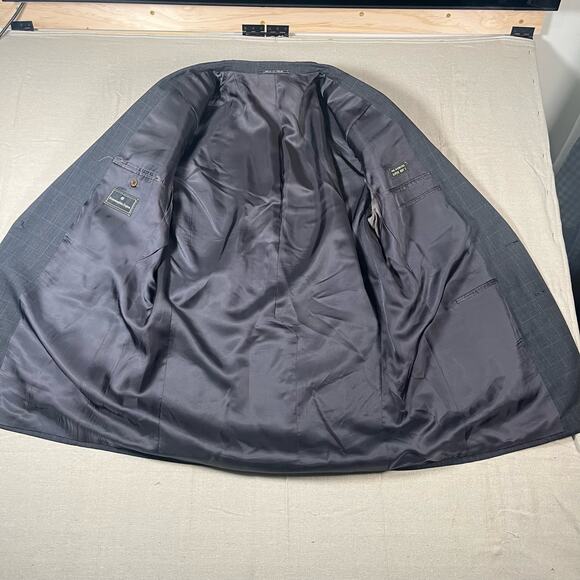 Ermenegildo Zegna Wool Blazer Men's 42R Gray Blue Checkered Super 100’s - Picture 11 of 12